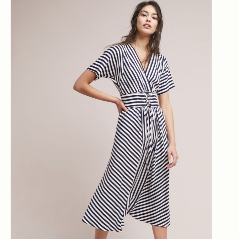 Tracey Reese Striped Corset Dress | Large Petite